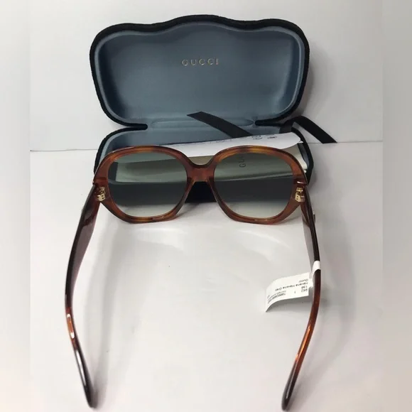 Gucci GG0796S Sunglasses Women Havana Geometric 56mm New 100 